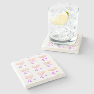 Minimal Badminton Rackets Shuttlecock Birdie Stone Coaster