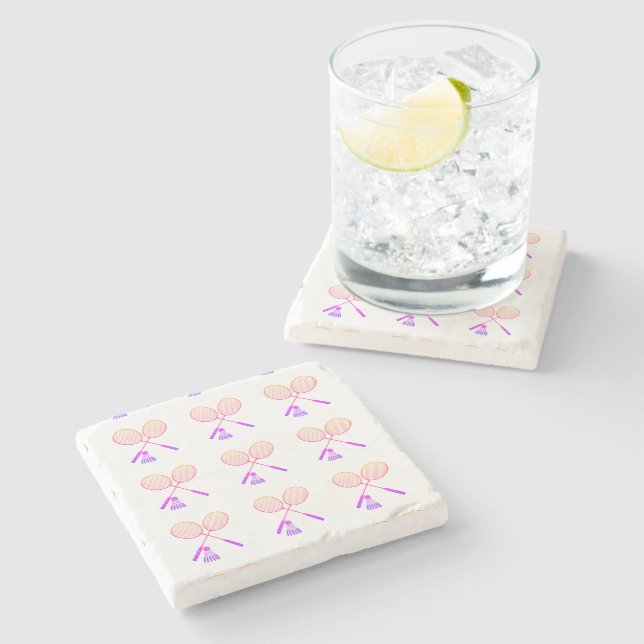 Minimal Badminton Rackets Shuttlecock Birdie   Stone Coaster (Side)