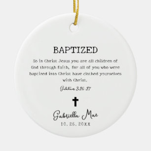 Minimal Baptism Scripture & Photo Ceramic Tree Decoration
