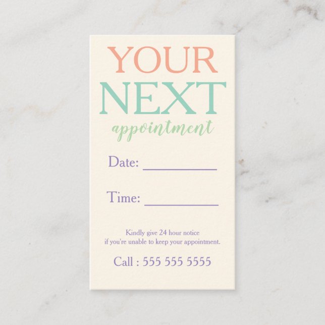 Minimal Basic Appointment Card (Front)