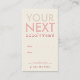 Minimal Basic Appointment Card in Offwhite & Pink