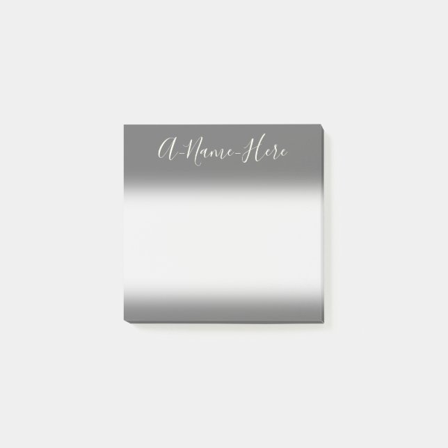 Minimal, Basic, Dim Grey Background & Ivory Name Post-it Notes (Front)