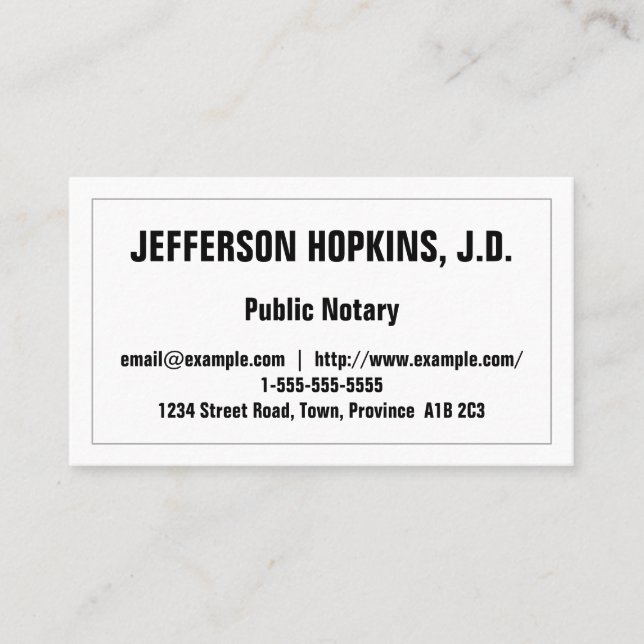 Minimal & Basic Public Notary Business Card (Front)