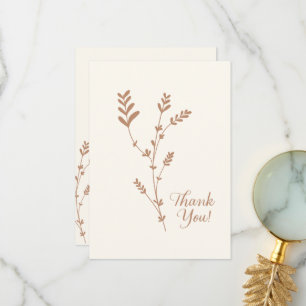 Minimal Basic Simple Bohemian Wildflower Beige  Thank You Card