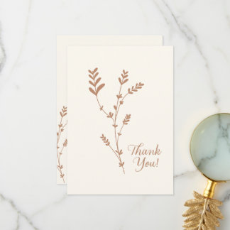 Minimal Basic Simple Bohemian Wildflower Beige Thank You Card