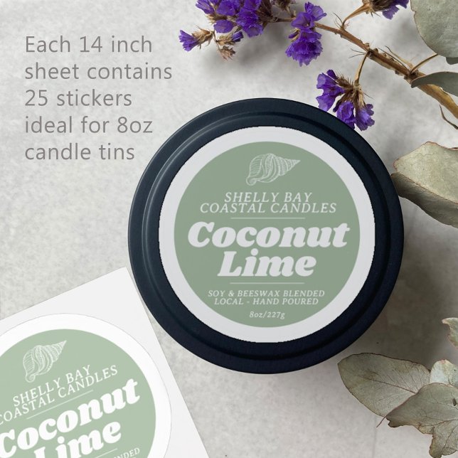 Minimal beach candle coconut lime label sheet 25 (Creator Uploaded)