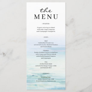 Minimal Beach Waves Wedding Menu