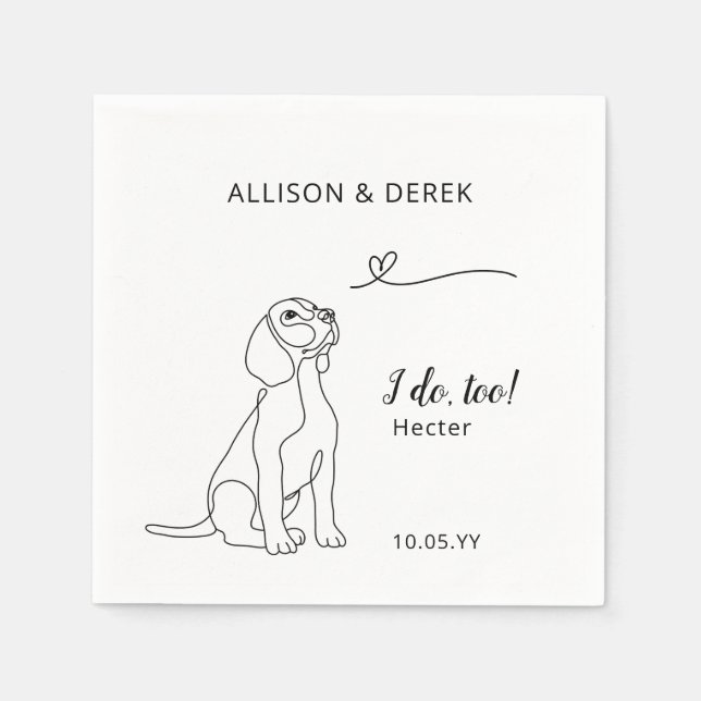 Minimal Beagle I Do Too Heart Dog Wedding   Napkin (Front)