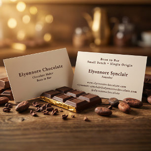 Minimal Bean to Bar Chocolate Maker Business Card