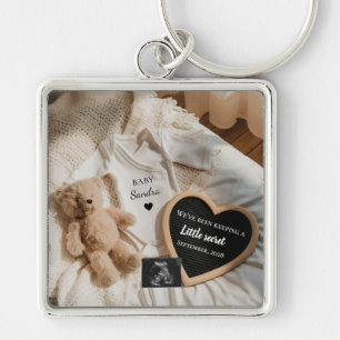 Minimal Bearly Wait teddy pregnancy announcement Key Ring