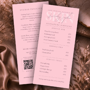 Minimal Beauty Boutique Pastel Pink Price Lists Menu