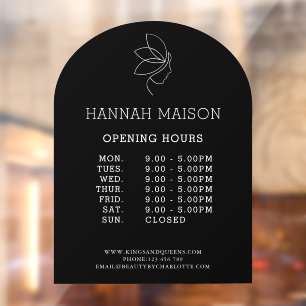Minimal, Beauty, Logo, Business, Opening Hours  Window Cling