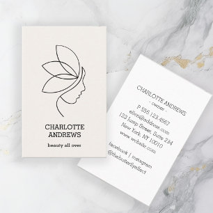 Minimal, Beauty, Logo, Line Art, Beige Business Card