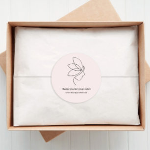 Minimal, Beauty, Logo, Line Art Pink Classic Round Sticker