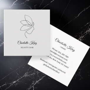 Minimal, Beauty, Logo, Line Art, Salon  Square Business Card