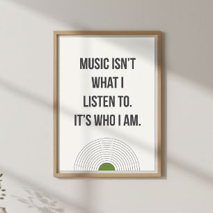 Minimal Bedroom Decor. Music Lover Quote Poster