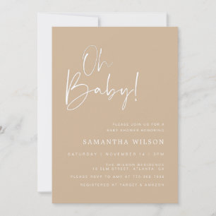 Minimal Beige Baby Shower Invitation