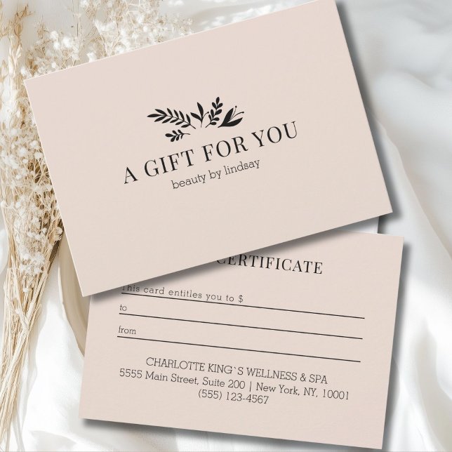 Minimal Beige Botanical Business Gift Certificate (Minimal Beige Botanical Business Gift Certificate)