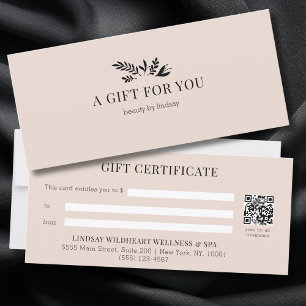 Minimal Beige Botanical QR Code Gift Certificates