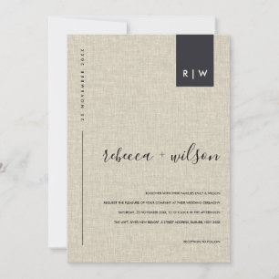 MINIMAL BEIGE CAMAL LINEN TYPOGRAPHY WEDDING INVITATION