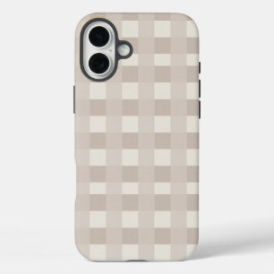 Minimal Beige Checkerboard Design iPhone 16 Plus Case