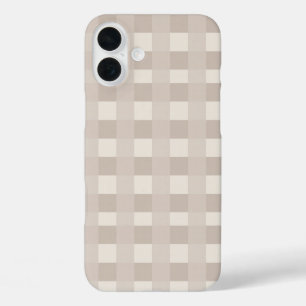 Minimal Beige Checkerboard Design iPhone 16 Plus Case