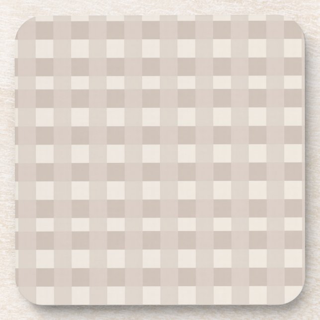 Minimal Beige Checkerboard Design Coaster (Front)