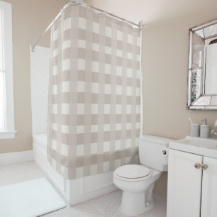Minimal Beige Checkerboard Design Shower Curtain