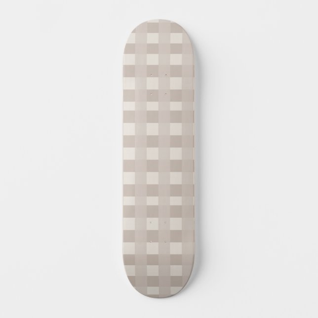 Minimal Beige Checkerboard Design Skateboard (Front)