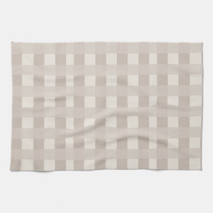 Minimal Beige Checkerboard Design Tea Towel