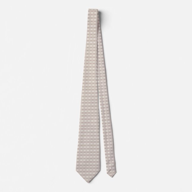 Minimal Beige Checkerboard Design Tie (Front)