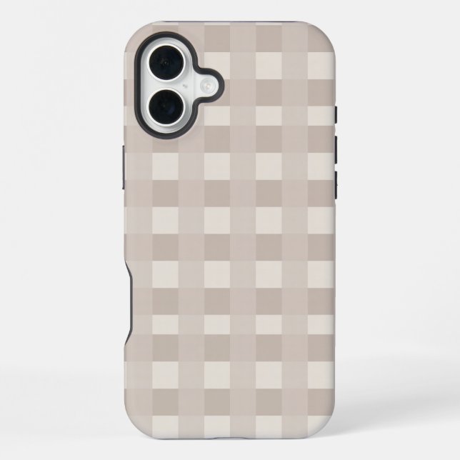 Minimal Beige Chequerboard Design iPhone Case (Back)