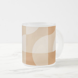 Minimal Beige Geometric Frosted Glass Mug