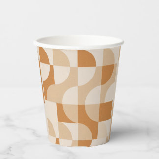 Minimal Beige Geometric Paper Cups