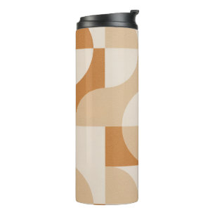 Minimal Beige Geometric Thermal Tumbler