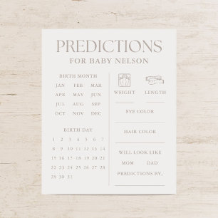 Minimal Beige Neutral Baby Shower Predictions Game