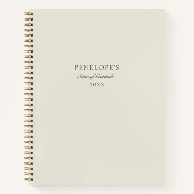Minimal Beige Personalized Modern Gratitude Notebook (Front)