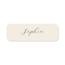 Minimal Beige Script Name Tags