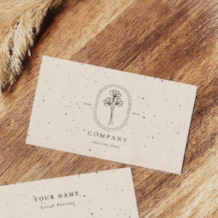 Minimal Beige Textured Florist Business Card