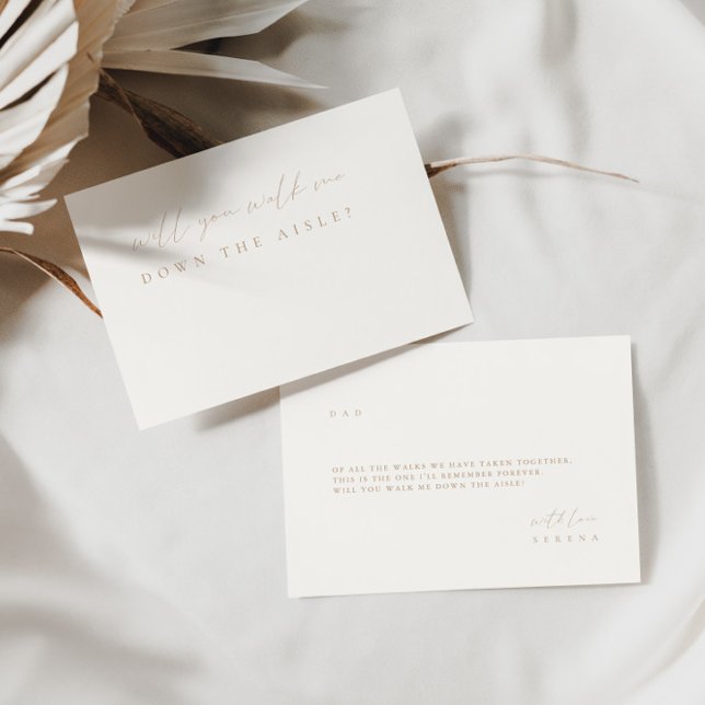 Minimal Beige Walk Me Down The Aisle Proposal Card (Creator Uploaded)