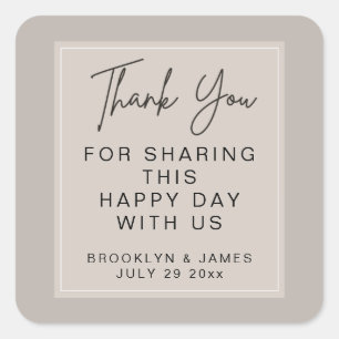 Minimal Beige Wedding Thank You Stickers