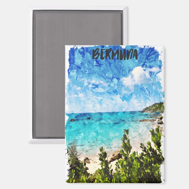 Minimal Bermuda Caribbean Island Tropical Vibe Magnet (Front/Back)