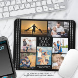 Minimal BEST DAD EVER Photo Collage Personalised Mouse Mat<br><div class="desc">Create a keepsake photo memory mouse pad for the BEST DAD EVER with a photo collage of 7 pictures and your personalised text in your choice of font styles and colours. The design features a faux stitched border on an editable black background. CHANGES: The simple, classic title can be changed...</div>