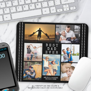 Minimal BEST DAD EVER Photo Collage Personalised Mouse Mat