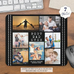 Minimal BEST DAD EVER Photo Collage Personalised Mouse Mat<br><div class="desc">Create a keepsake photo memory mouse pad for the BEST DAD EVER with a photo collage of 7 pictures and your personalised text in your choice of font styles and colours. The design features a faux stitched border on an editable black background. CHANGES: The simple, classic title can be changed...</div>