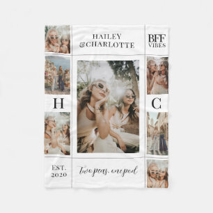 Minimal Best Friends Modern BFF 7 Photo Collage Fleece Blanket