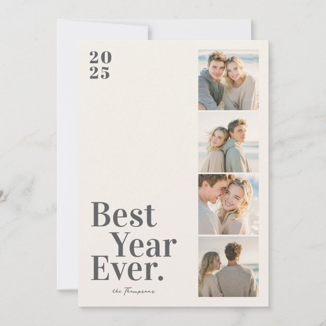 Minimal Best Year Ever New Year Holiday Card (Front)
