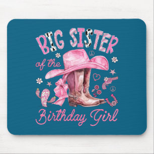 Minimal Big Sister Birthday Girl Pink Mouse Mat