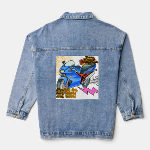 Minimal Bike Art Graphic Denim Jacket