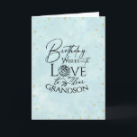 Minimal Birthday Typography Greeting for Grandson  Card<br><div class="desc">This minimalist birthday typography greeting card is designed especially for a grandson, blending modern simplicity with a warm and youthful feel. The front features a soft watercolor inspired background with a clean minimalist look, paired with expressive typography created using a mix of modern fonts arranged in a playful yet refined...</div>